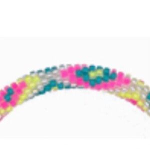 ❤️🔥Sashka Co - Neon Pink & Turquoise "Neon Diamond" Glass Seed Bead Bracelet -OS